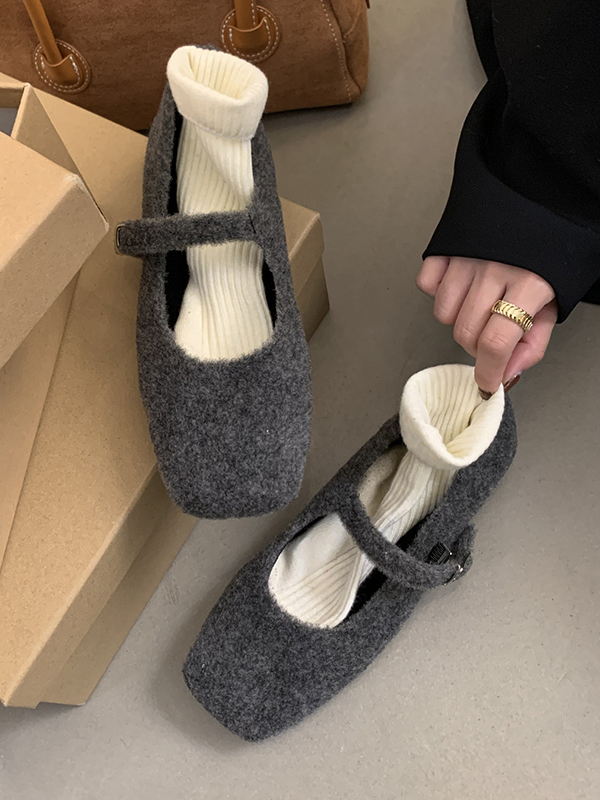 Hollow Shallow Cut Split-Joint Square-Toe Mary Janes Flat Shoes