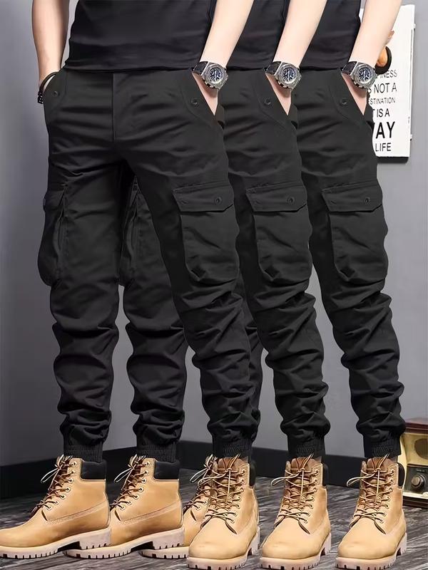 Men's Heavyweight Pants Compatible with Leggings - Workwear Trousers, Multi-Pocket Outdoor Pants with Belt Loop Closure and No Zipper, Suitable for Winter (Solid Color) - Machine Washable