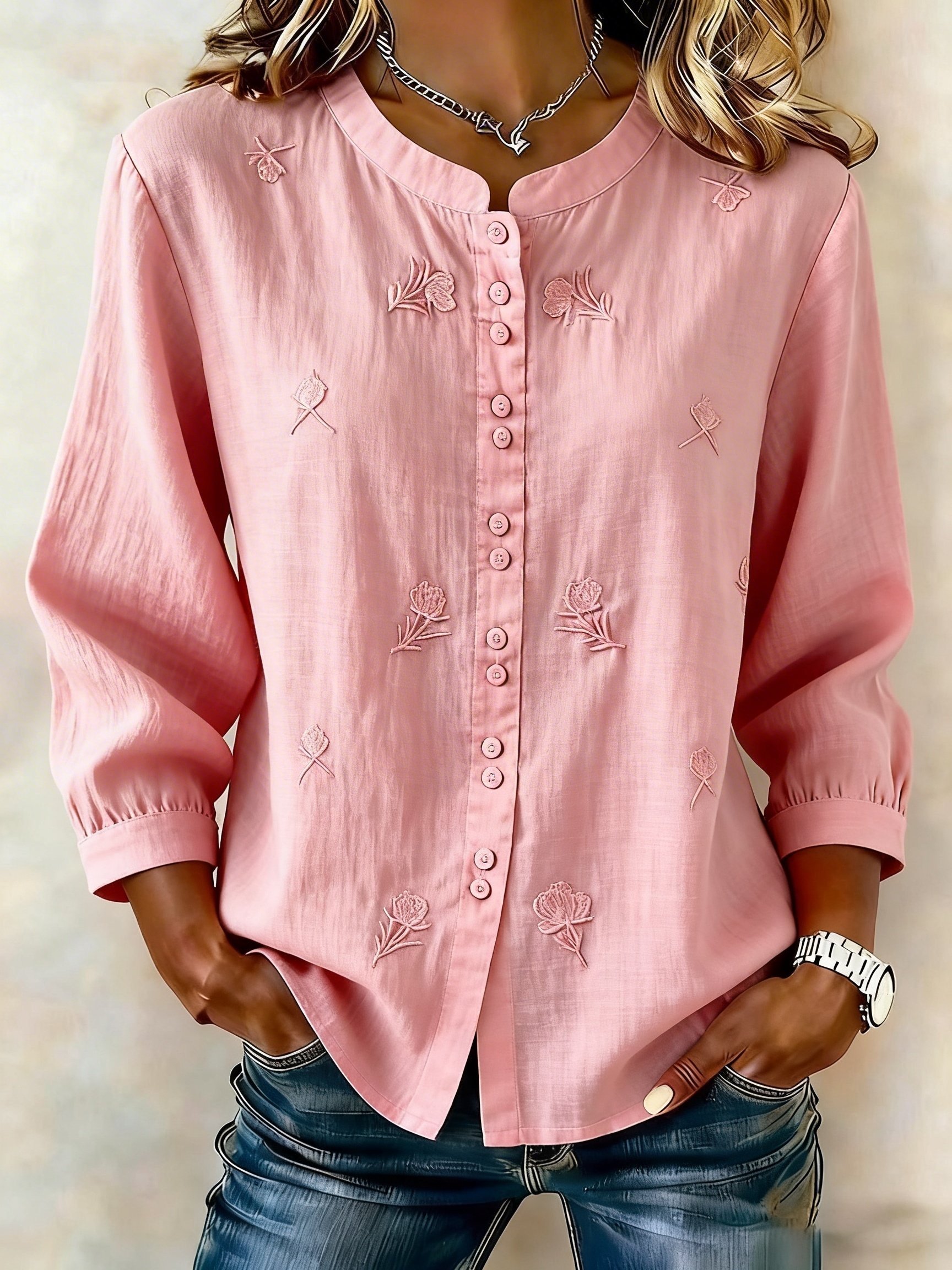 Women Embroidered Cotton Linen Tops- Fast Shipping