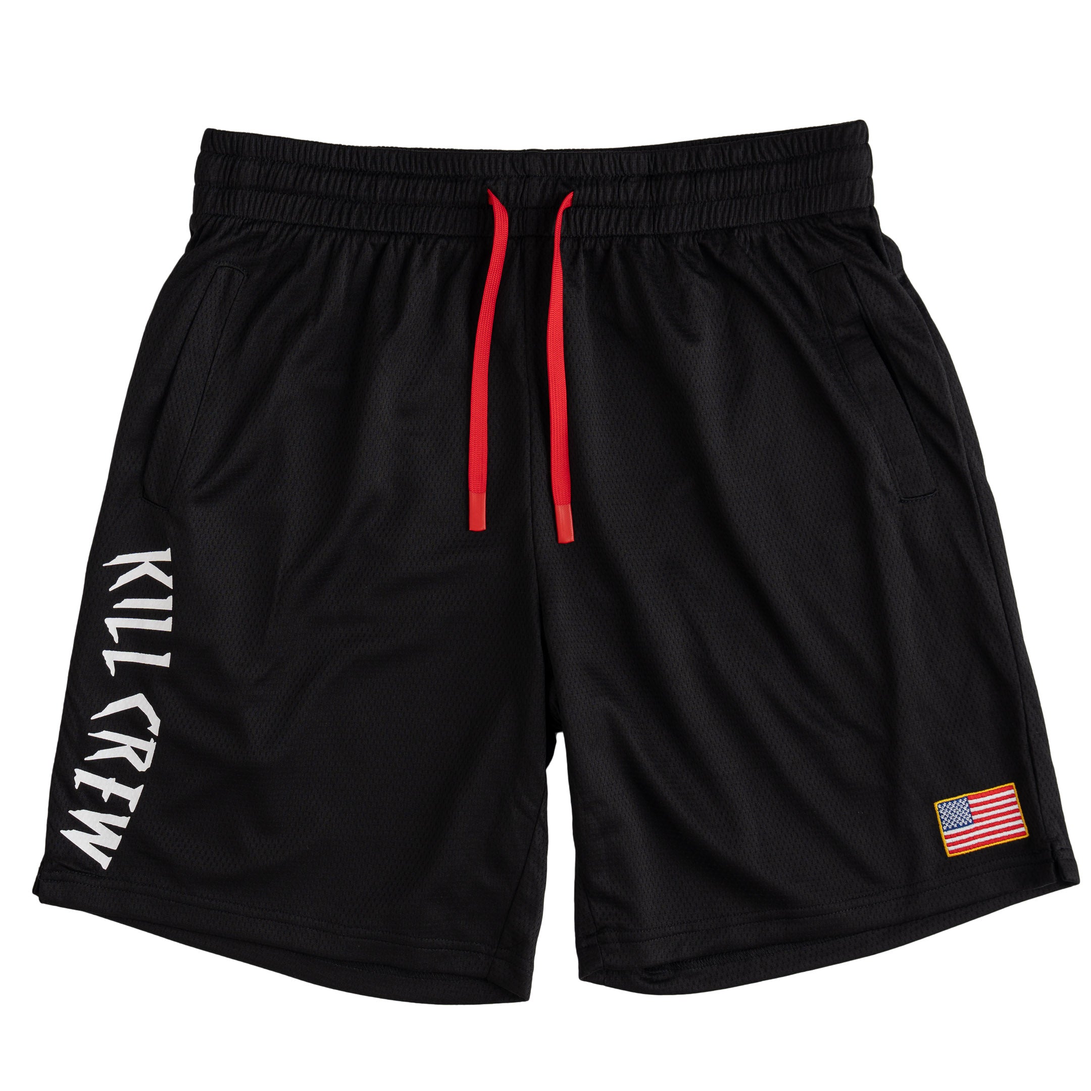 RELAXED CUT SHORTS EMBROIDERED FLAG - BLACK