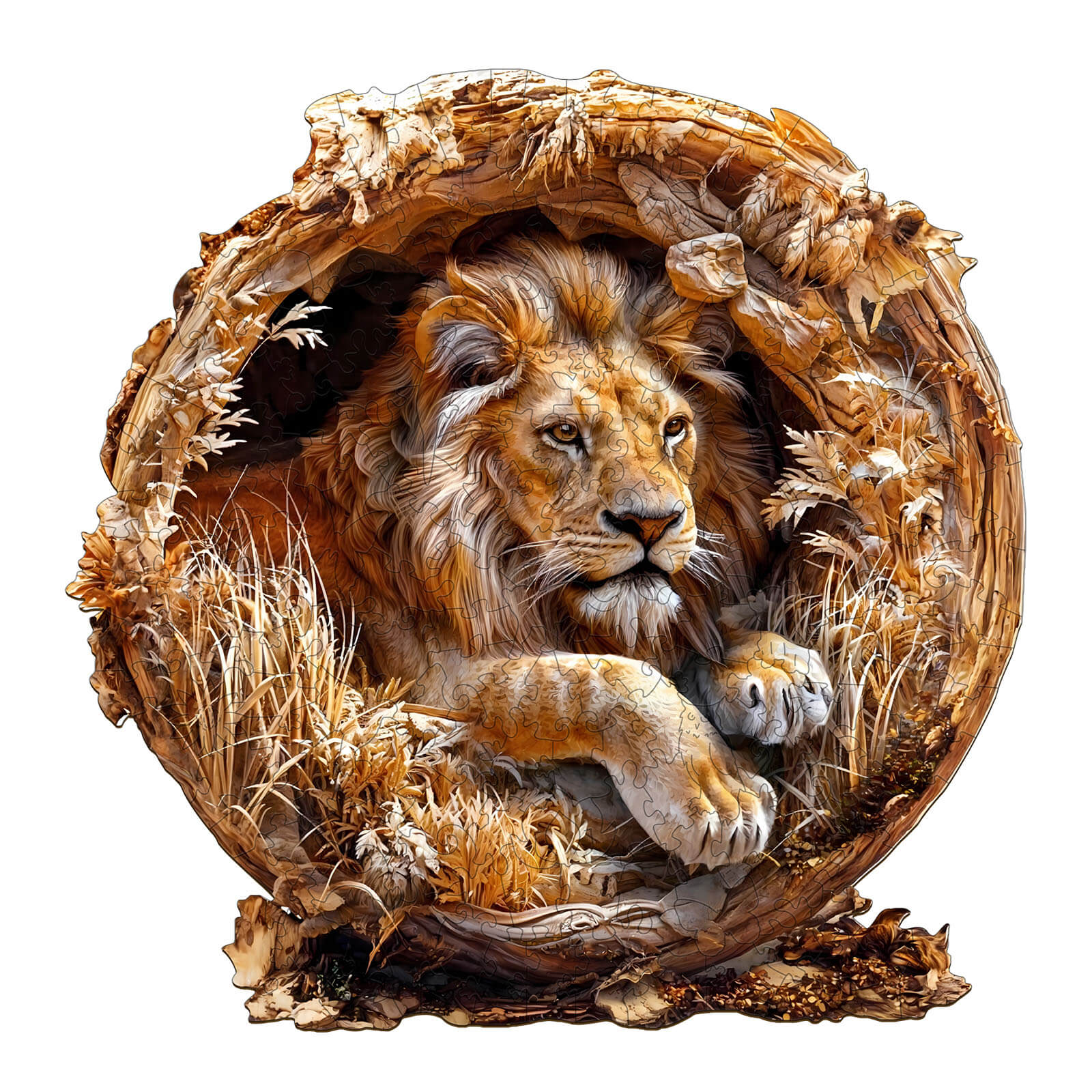 Lion In Cave Wooden Jigsaw Puzzle