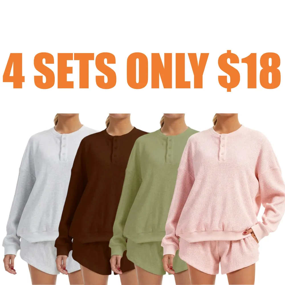 Women's Oversized Waffle Knit Lounge Set
