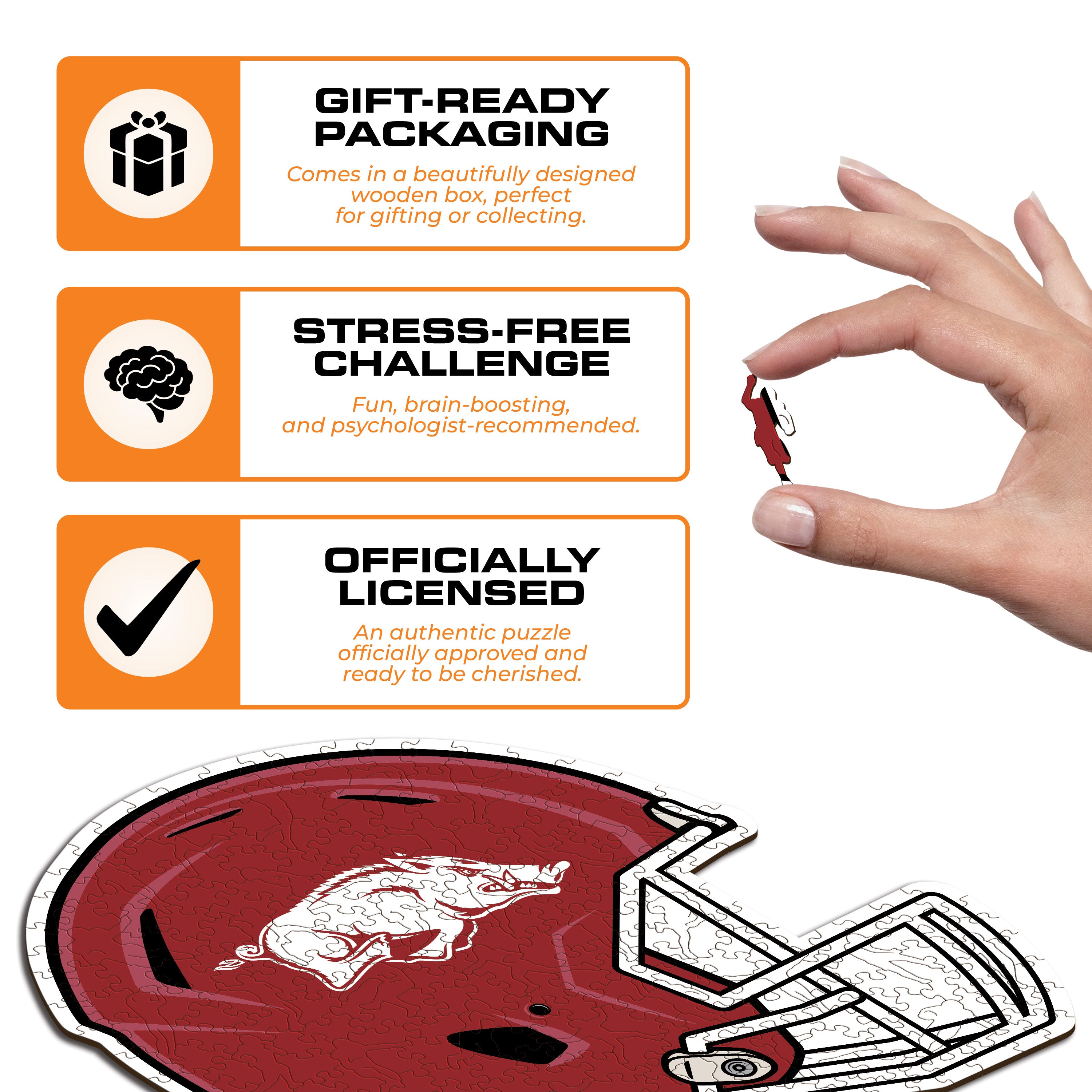 University of Arkansas Helmet - Wooden Puzzle
