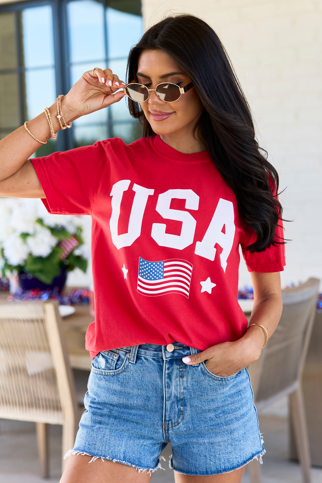 USA Flag Red Graphic Tee