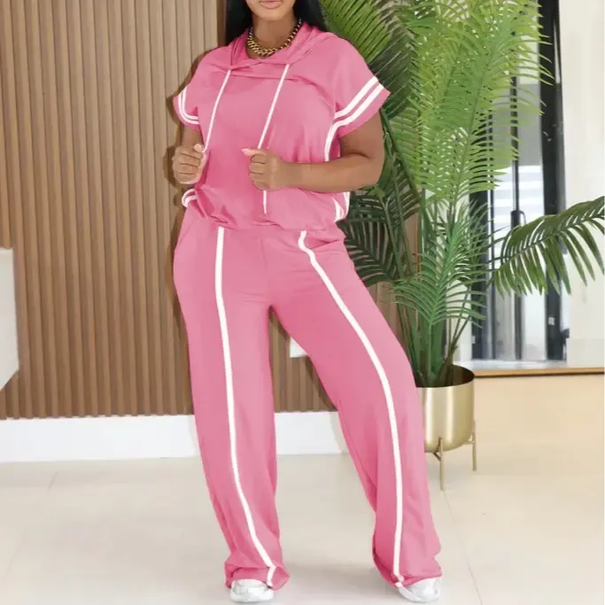 Women's Spring/Summer Hooded Top and Casual Trousers Set