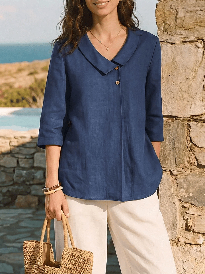 Women's Retro Solid Color Casual Shirt- Fast Shipping