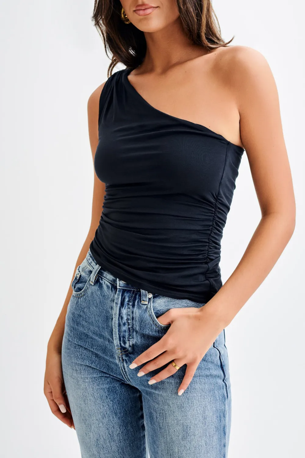 One Shoulder Modal Asymmetric Top