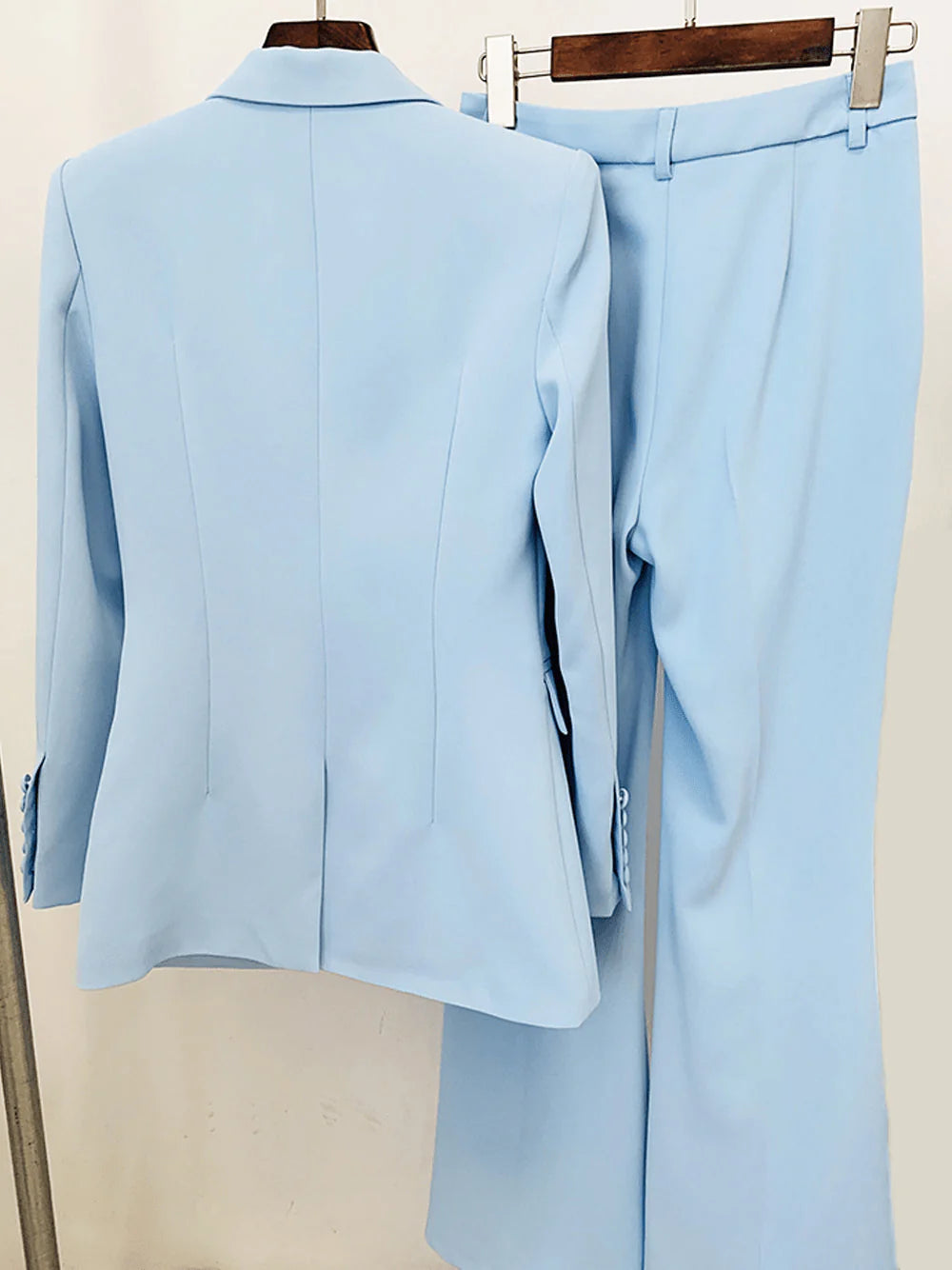 SoloveDress Light Blue 2 Piece Peak Lapel Single Breasted Slim Fit Women's Suit