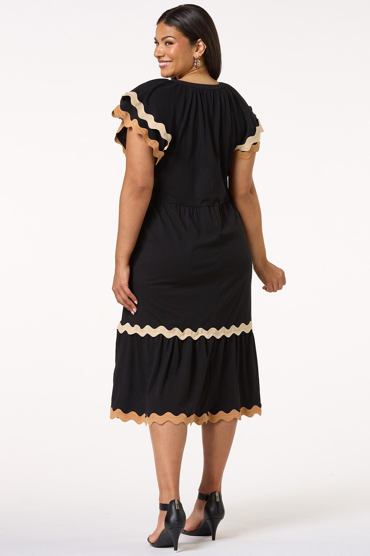 Plus Size Ric Rac Flutter Sleeve Dress