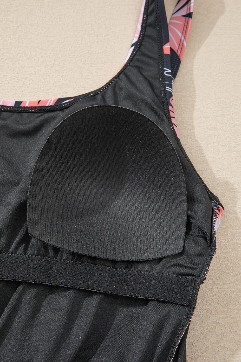 Black Floral Print Twisted Hollowed Back Swim Dress