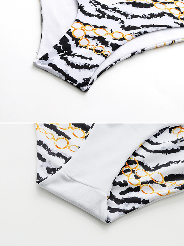 One-Shoulder Padded Bralette High-Waisted Hollow Bikini Swimwear