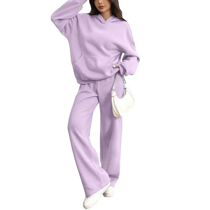 Women's Hooded Sweatshirt & Pants Casual Comfy Loungewear Set