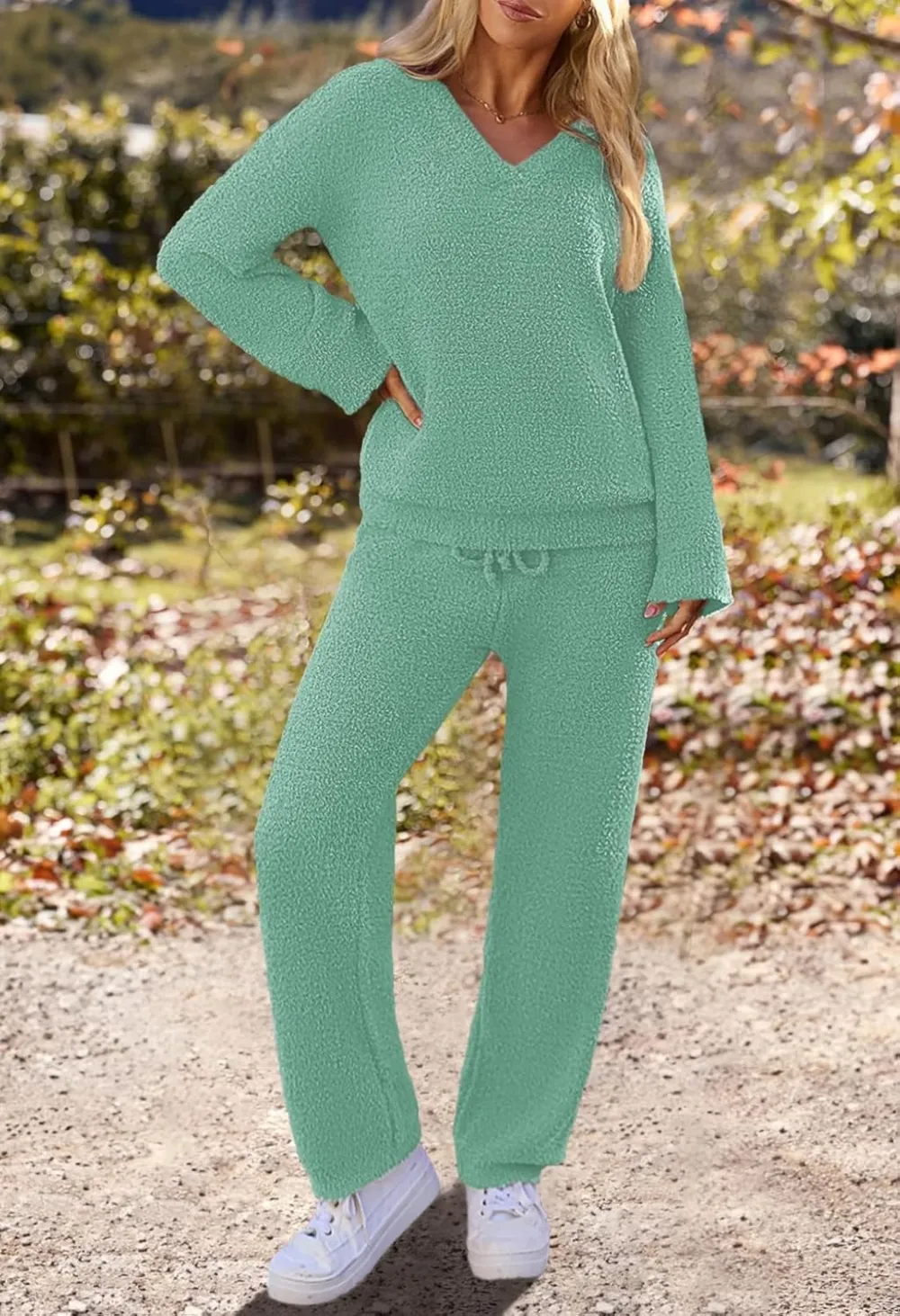 Women's Lounge Sets 2025 Fall Fashion 2 Piece Outfits Sweater Pajama Set