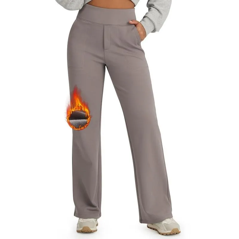 Fleece Lined Pants Women Wide Leg Sweatpants Women Warm Winter Pajamas Pants