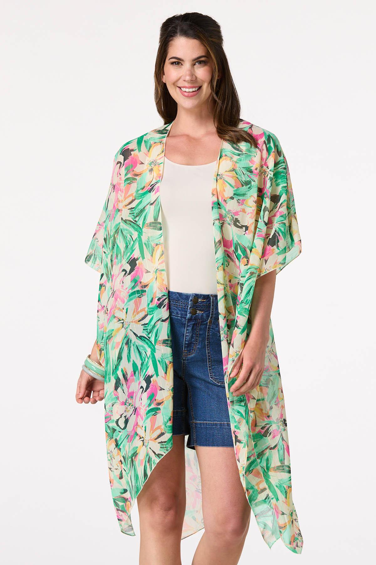 Brushstroke Metallic Thread Kimono