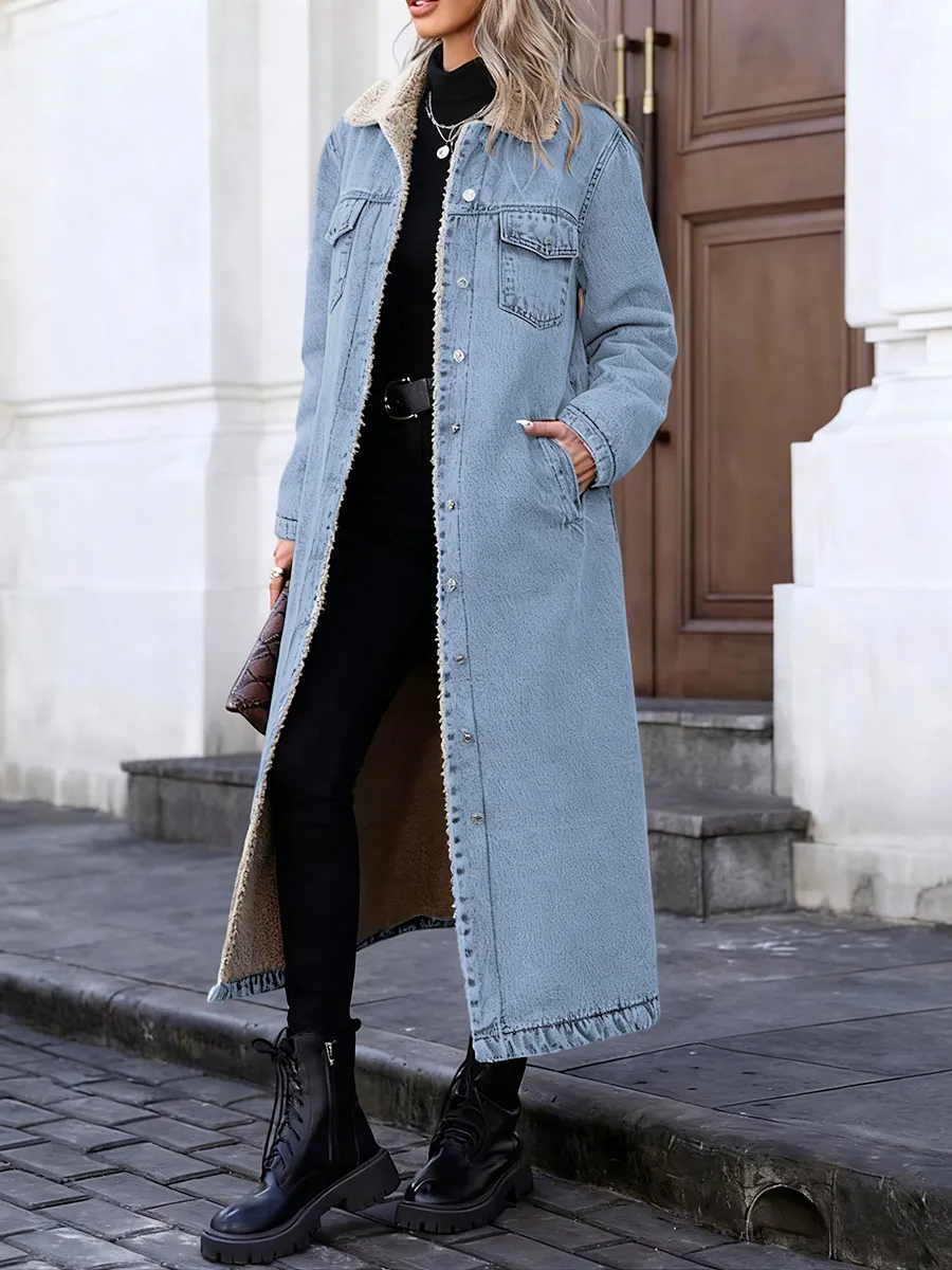 Women's Casual Denim Long Coat