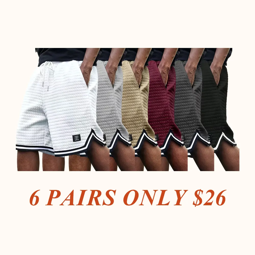 Men's Waffle Knit Shorts - Elastic Drawstring Waist Casual Summer Shorts with Stretch