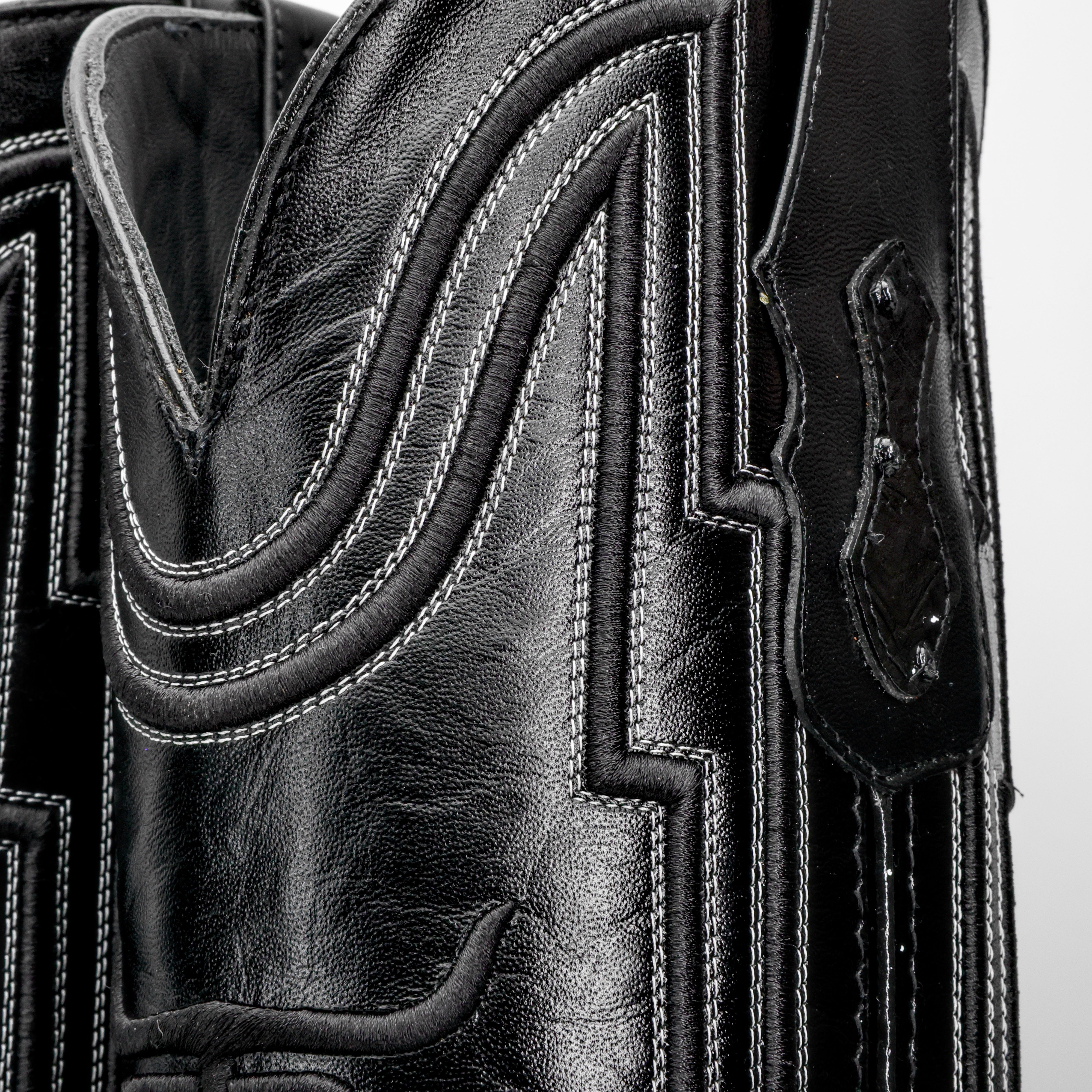 Black Ostrich Leather Boots - Square Toe