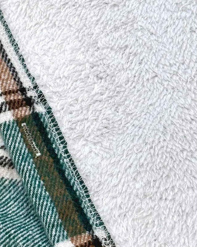 Women's Plaid Pattern Long Sleeve Shacket Button Down Fleece Lined Hooded Jackets Warm Coat