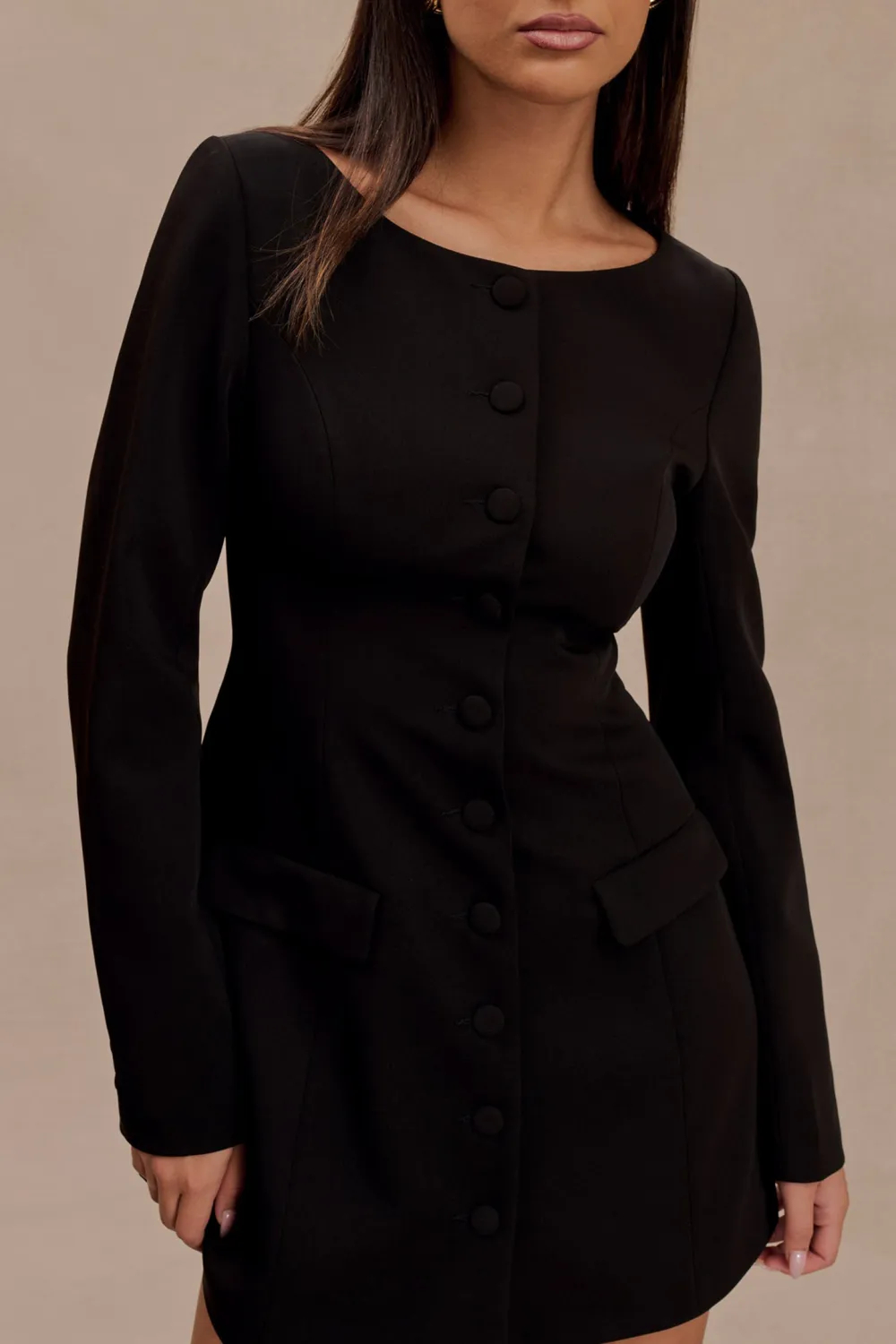 Daily Boat Neck Suiting Mini Dress