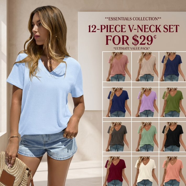 Oversized Tshirts Shirts for Women Summer Tops Casual Short Sleeve V Neck Loose Basic Tees Spring Clothes