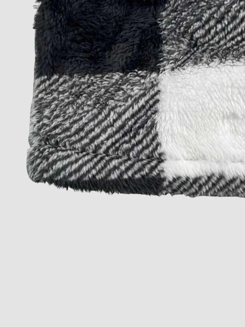 Women's Plaid Fleece Long Sleeve Hooded Coat