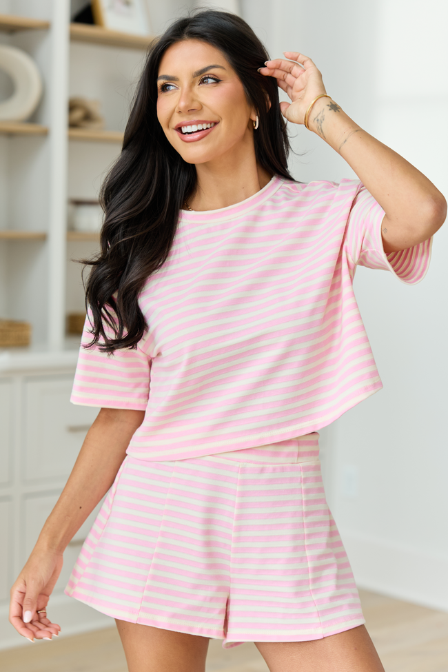 Caty Pink Striped Short Set