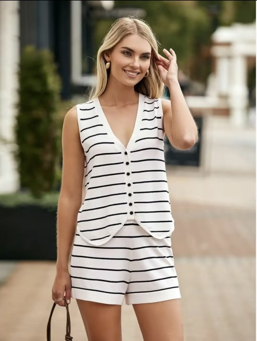 Women's 2 Piece Outfits Summer Striped Casual Sets (Under $4 a set!)