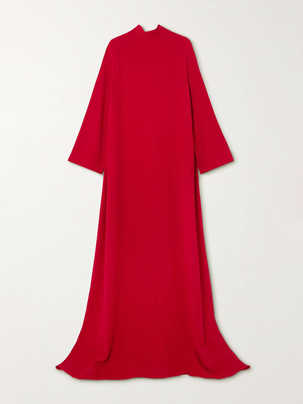 Long Sleeves Hollow Pockets Solid Color High-Neck Evening Dresses