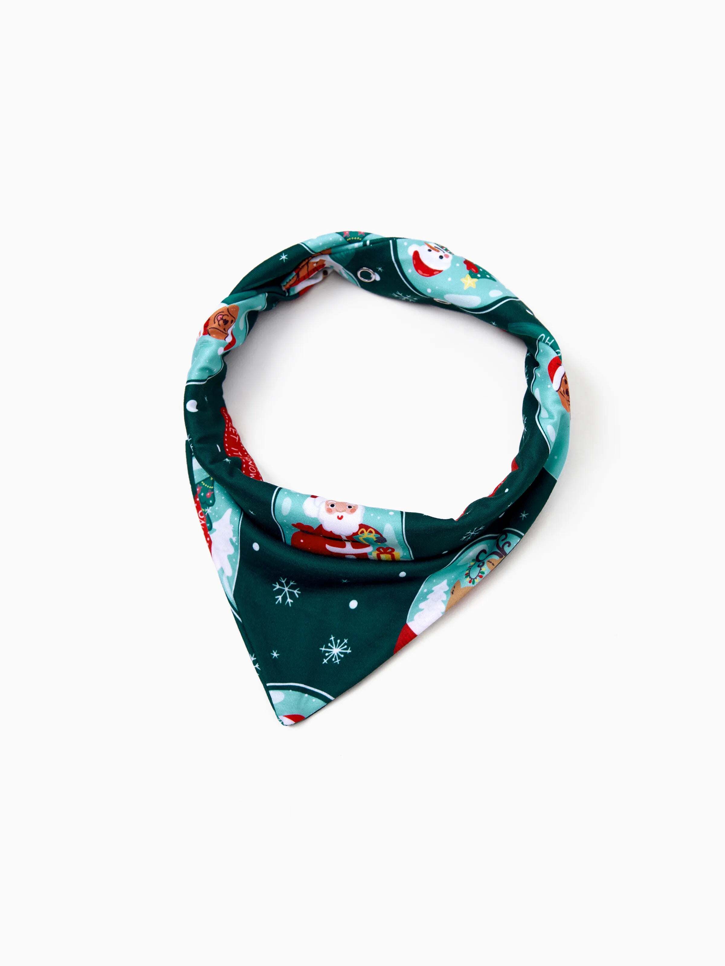 Christmas Matching Family Pajamas Set Santa Claus Christmas-themed Print PJS Turquoise