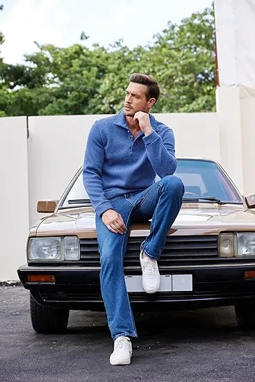 Men's Casual Slim Fit Pullover Sweater Knitted Thermal Sweatshirt.Fleece-lined For Warmth And Wind Protection.Comfortable And Stylish