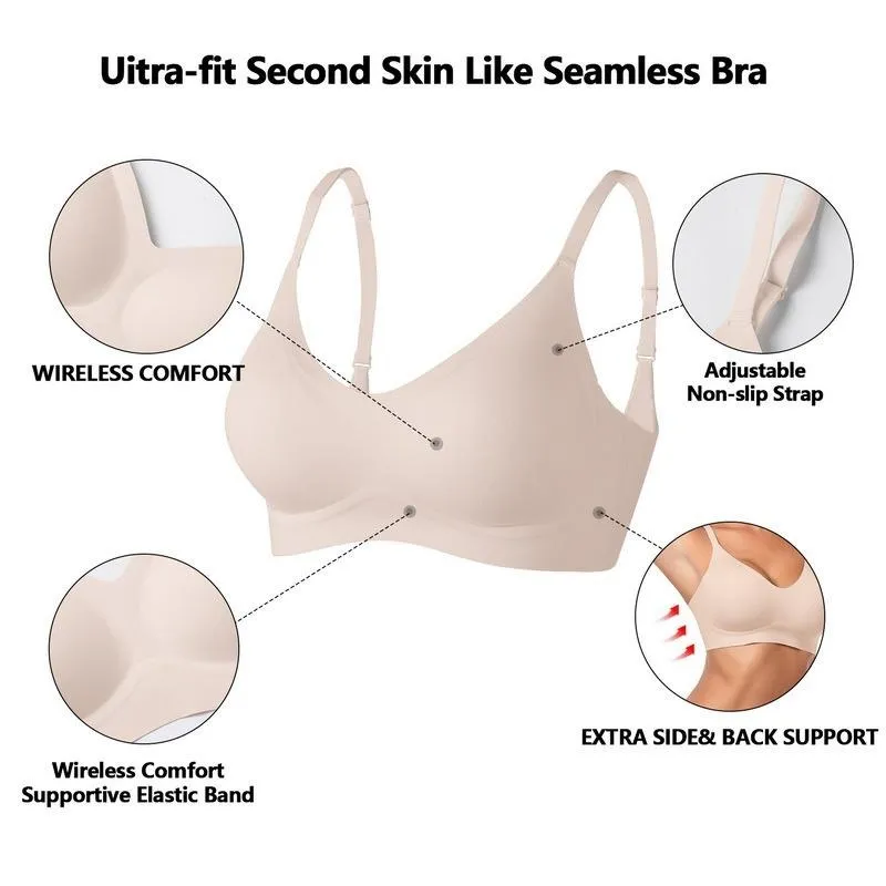Womens Seamless Bra No Underwire Comfort Push Up Bras Buttery Soft Wireless Bralette