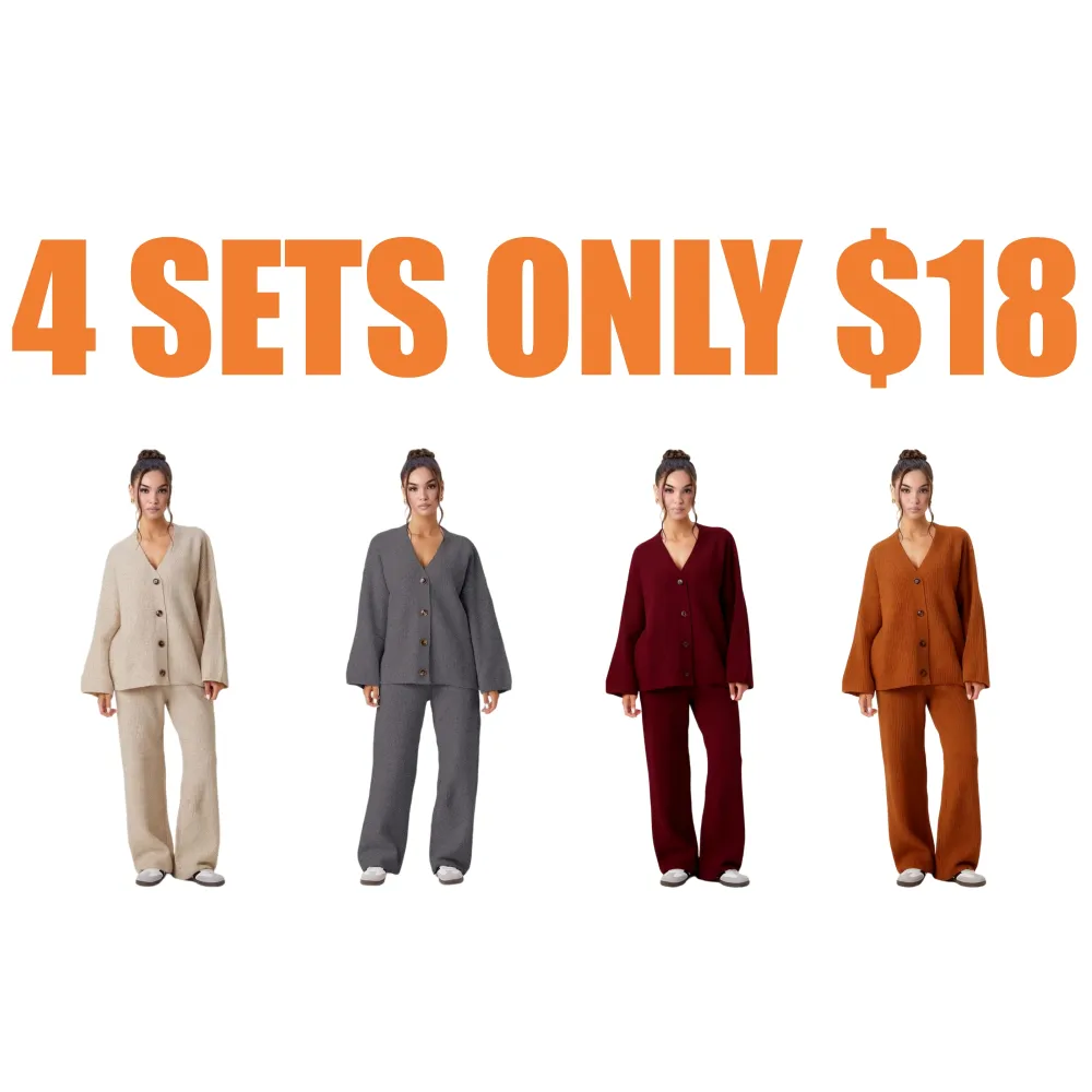 Women's Slouchy Solid Color V-Neck Button-Up Long Sleeve