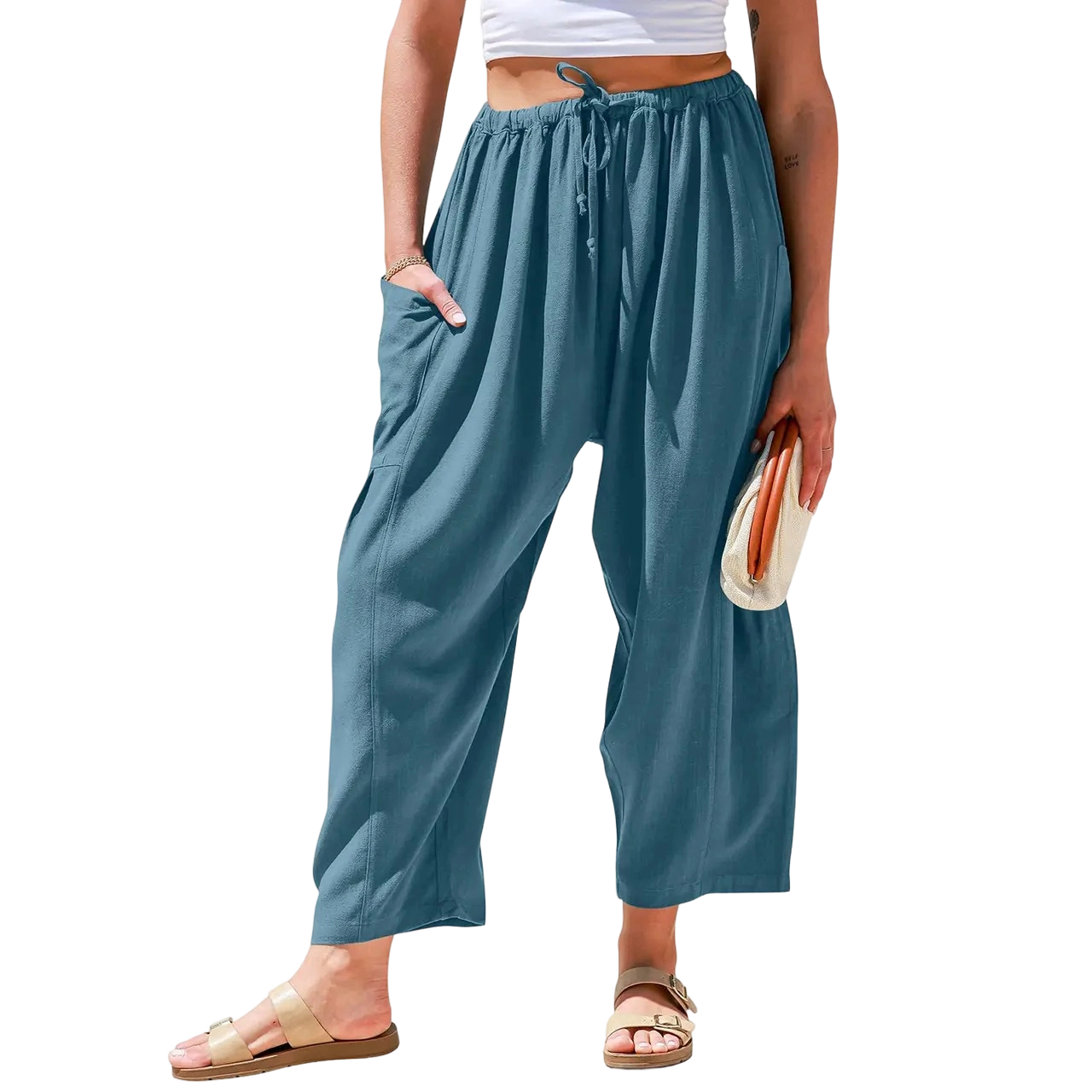 Women’s Linen Blend Wide-Leg Pants