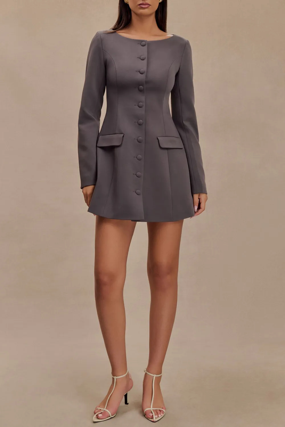 Daily Boat Neck Suiting Mini Dress