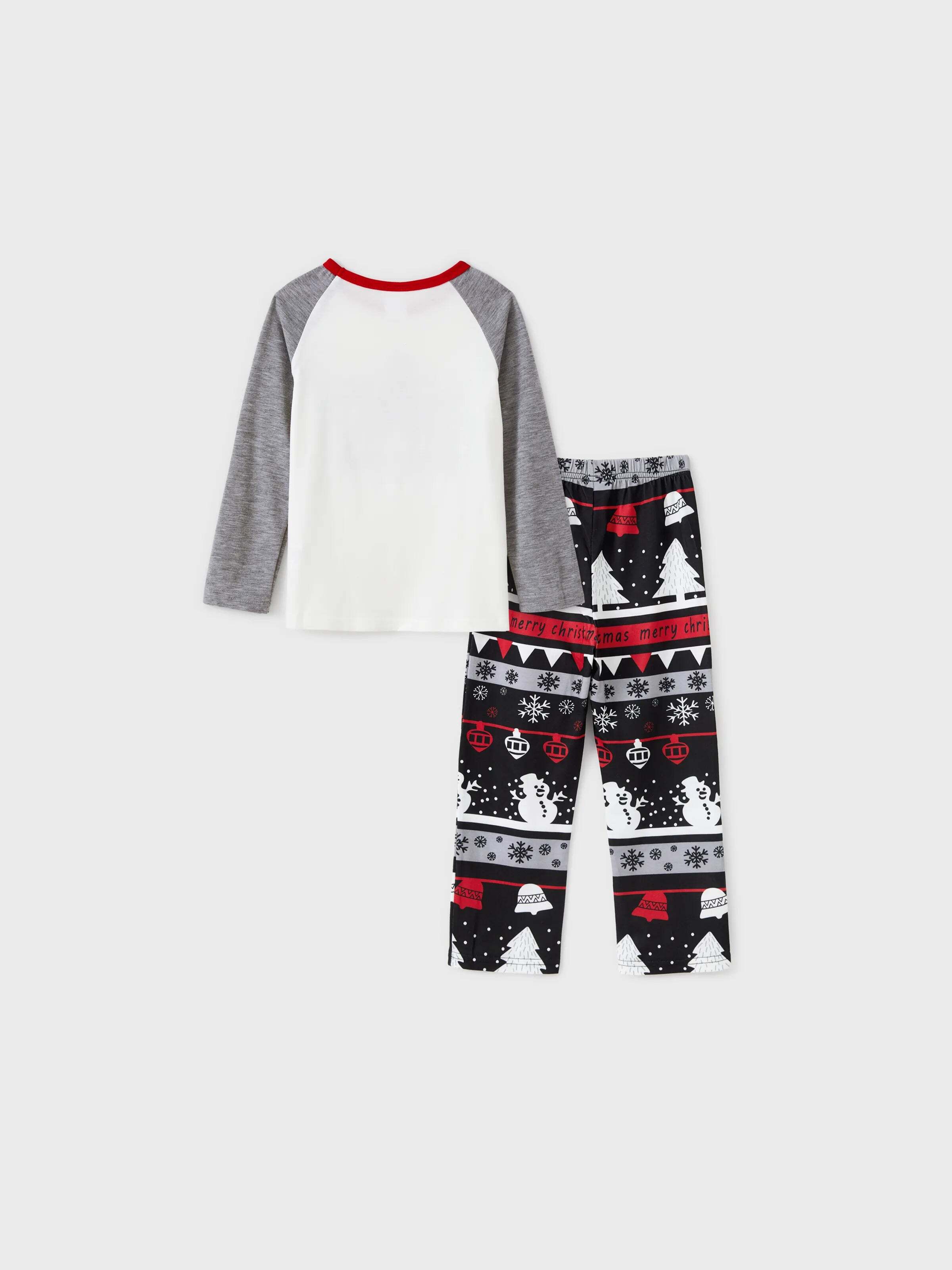 Christmas Tree Snowflake and Letters Print Grey Family Matching Long-sleeve Pajamas Sets with Christmas Socks Grey