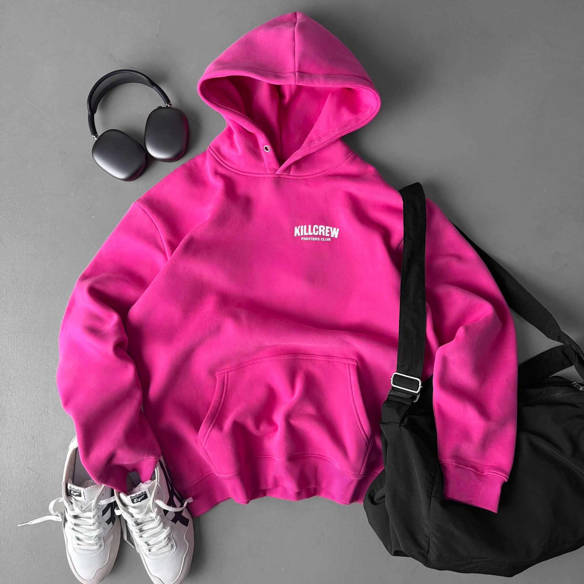 OVERSIZED LUX RIGOROUS TRAINING HOODIE - PINK / WHITE