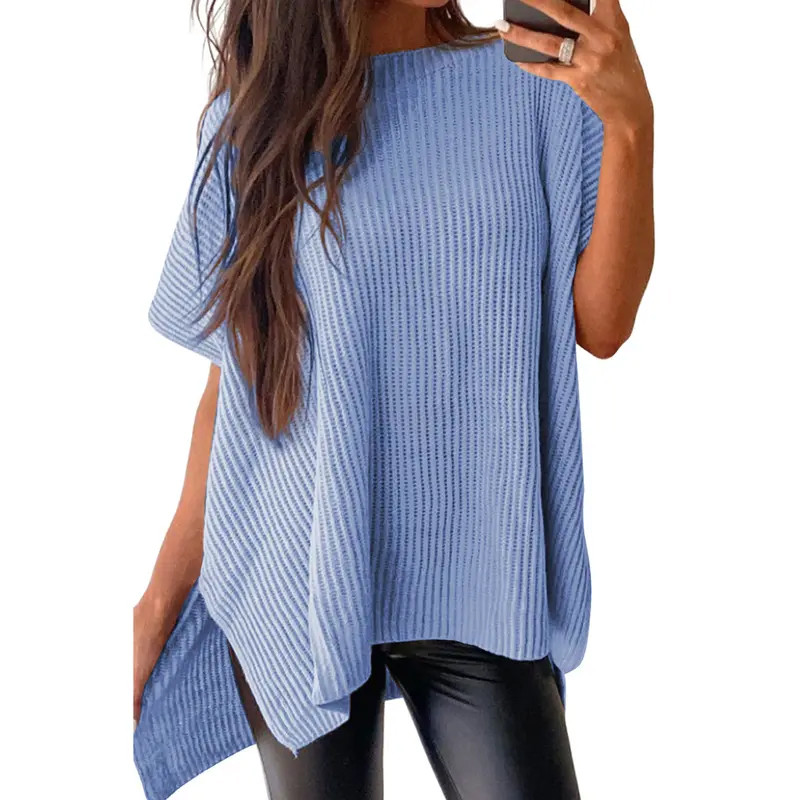 Women’s Short Sleeve Knit Sweater Top (Loose Fit, Soft & Breathable)