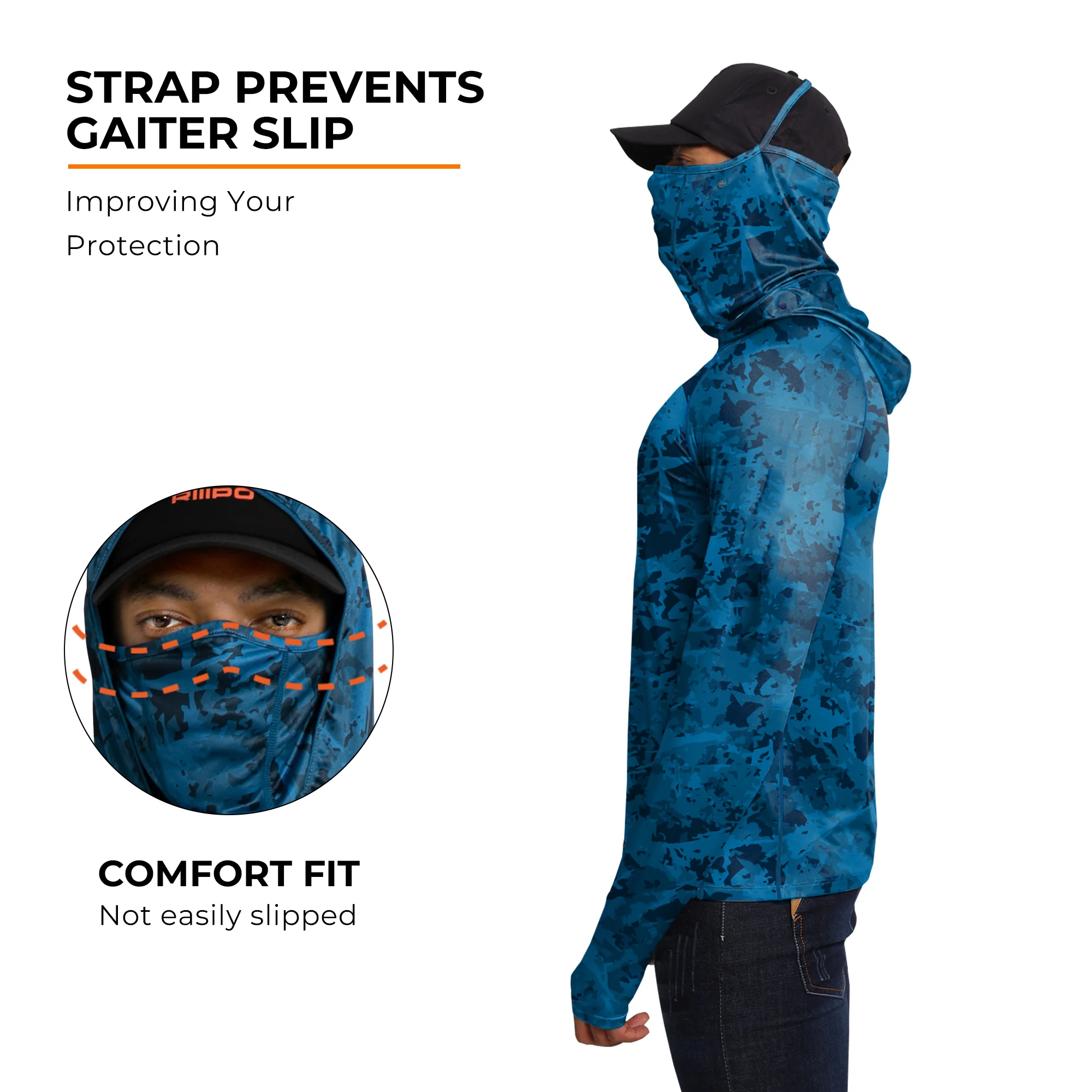 Men's UPF 100+ Performance Cooling Hoodie with Gaiter