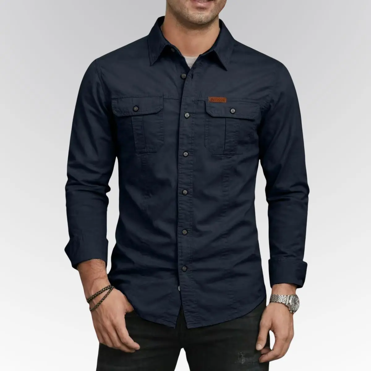 Men's Long Sleeve Workwear Shirt - Outdoor Casual Versatile Top
