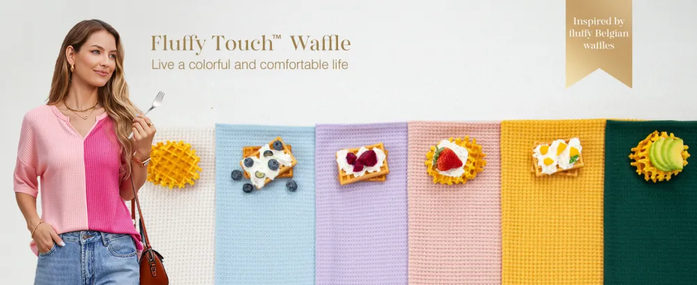 Womens Half Sleeve Waffle Knit Shirts V Neck Colorblock Blouses