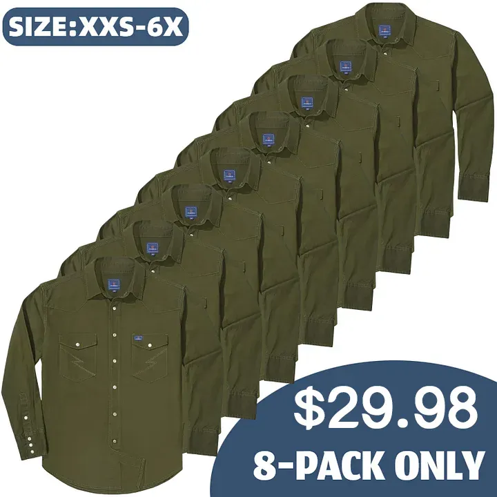 🔥HOT-SALE 🔥Men's Long Sleeve Stone-Washed and Pre-Washed Denim Work Shirt