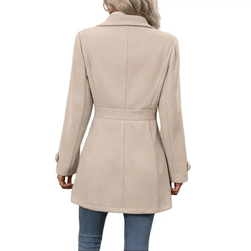 Women's Elegant Overcoat Notched Shawl Collar Single Breasted Outerwear Winter Long Coat