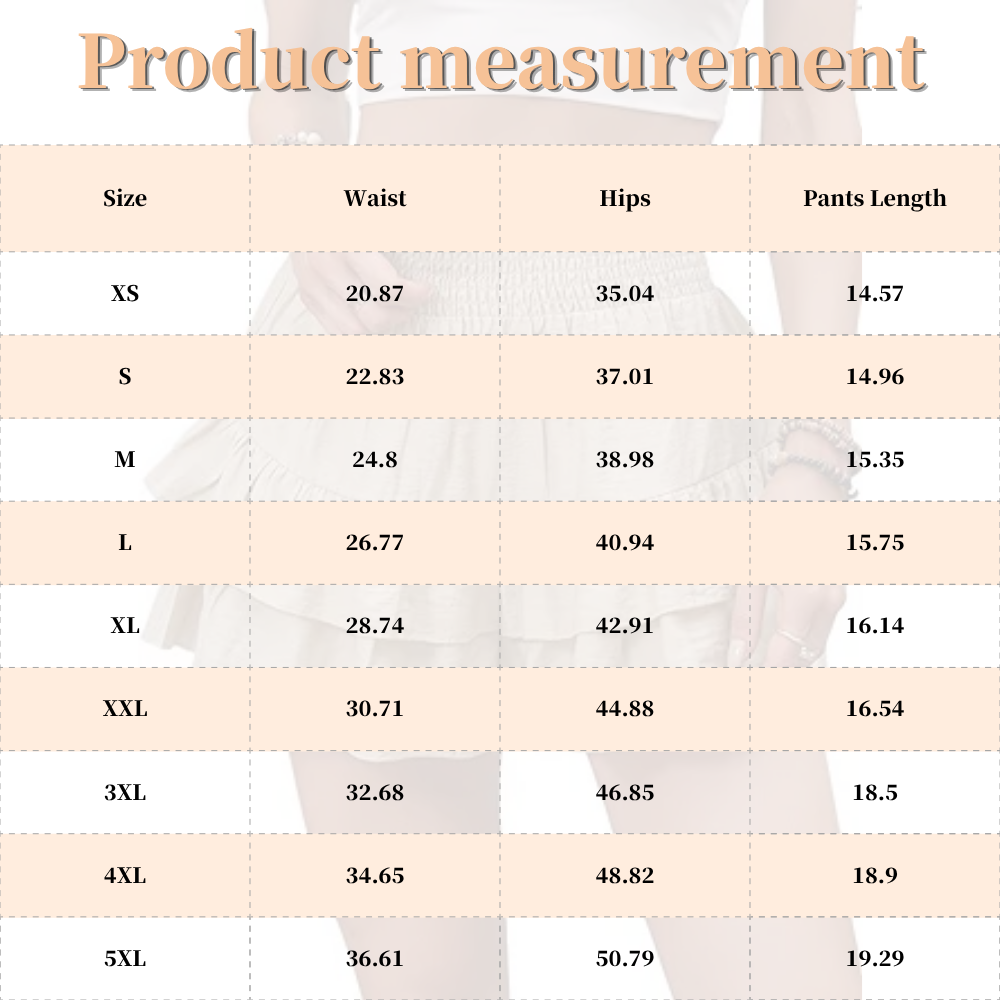 ✨Women's Frill Trim Ruffle Hem Shirred High Waist Shorts, Boho Casual Tiered Layer Shorts🩳