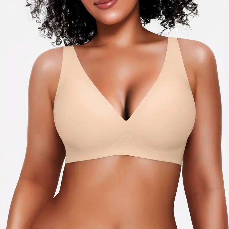 Wireless No Underwire Leopard Print Jelly Bra Everyday Comfort Push Up Seamless T-Shirt Bra