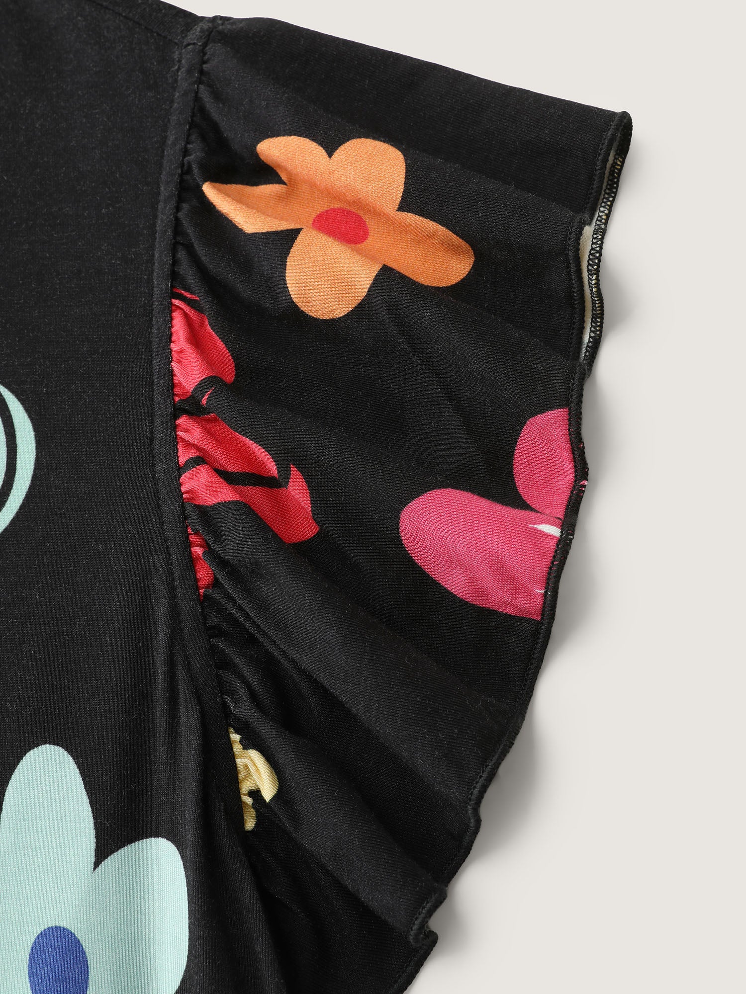 Bright Floral Print Flutter Sleeve Midi Dress