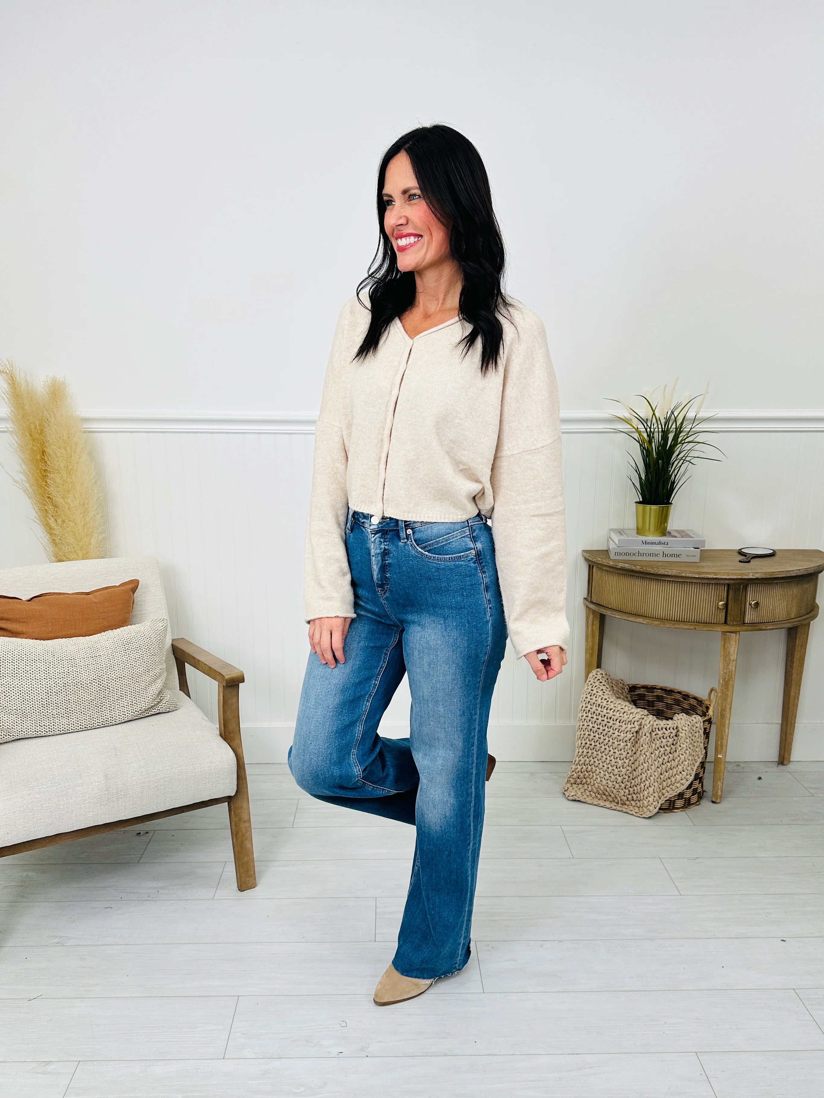Go Into Detail Tummy Control Wide Leg Jeans