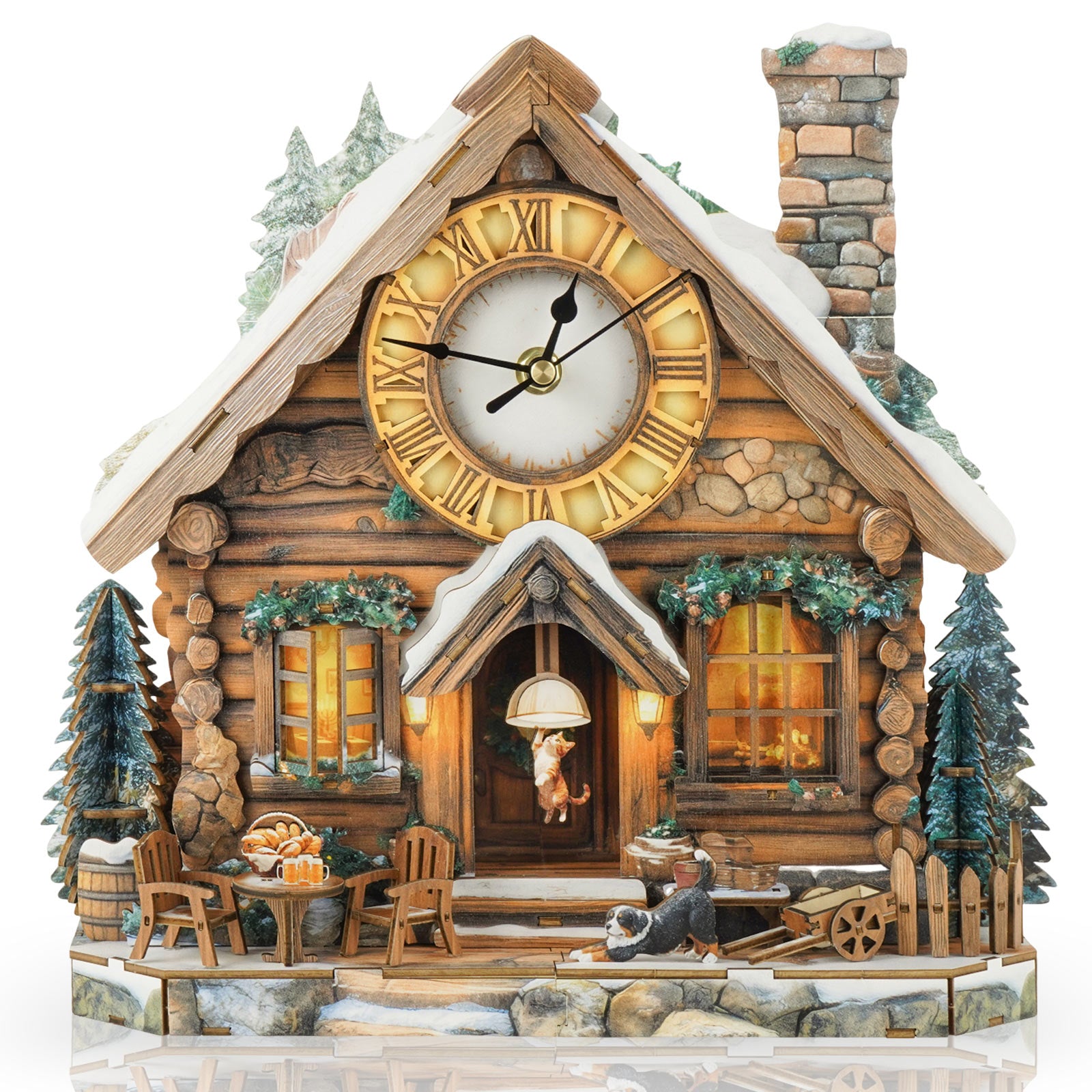 Swiss Chalet – DIY Wooden Clock, 3D Puzzle Craft Kit