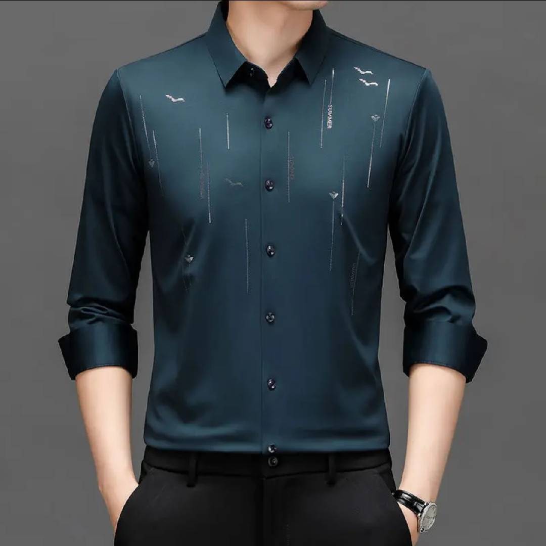 Men's Non - Iron Long Sleeve Shirt - Slim Fit & Subtle Pattern