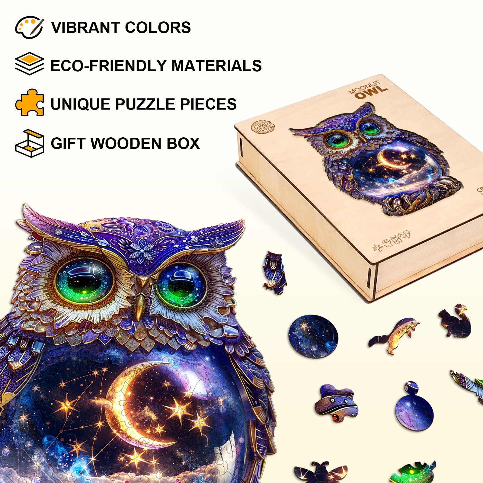 Moonlit Owl Wooden Jigsaw Puzzle